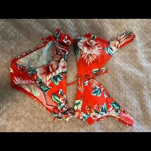 Kona sol Red flower bathing suit